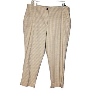 Worthington Slim Ankle Casual Stretch Pant Tan/Brown/Rust Plaid 16P Pockets